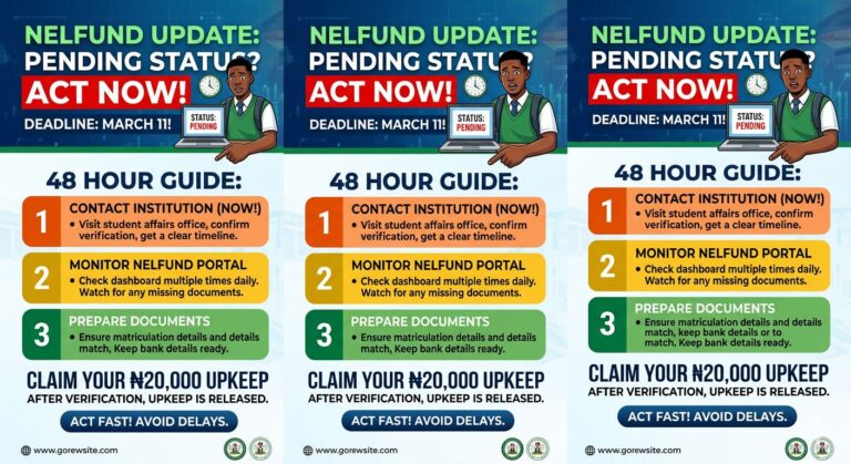 NELFUND Loan: Fix ‘Pending’ Status and Missed ₦20k Upkeep Before March 11 Deadline