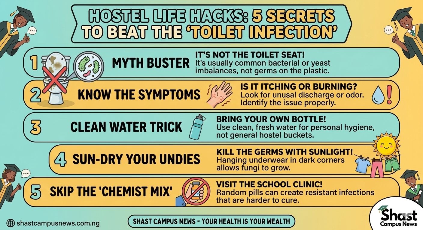 hostel toilet infection infographic shast campus news Understanding the link between hostel hygiene and common student health issues like 'toilet infection' is key to staying healthy on campus