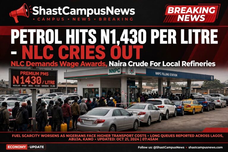 Petrol Price Hits ₦1,430 as NLC Demands Wage Awards and Emergency Relief