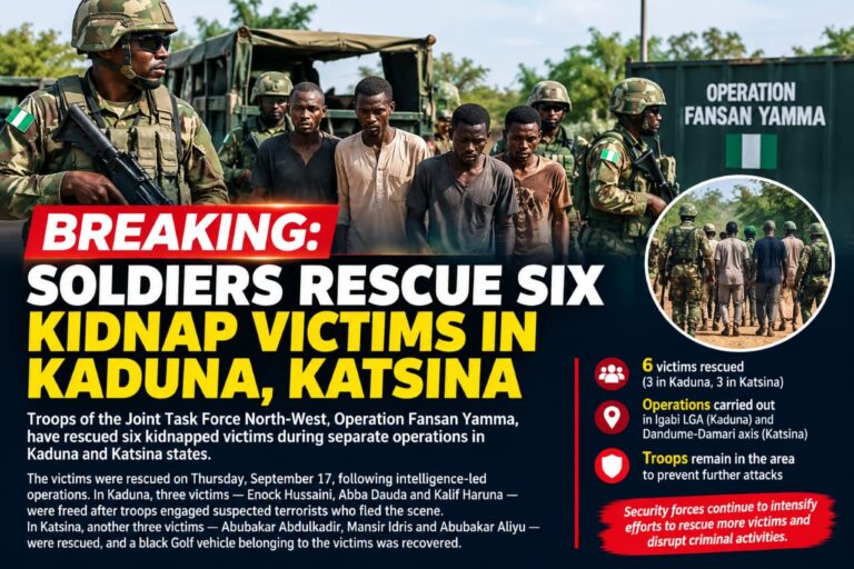 BREAKING: Troops Rescue Six Kidnap Victims in Kaduna, Katsina