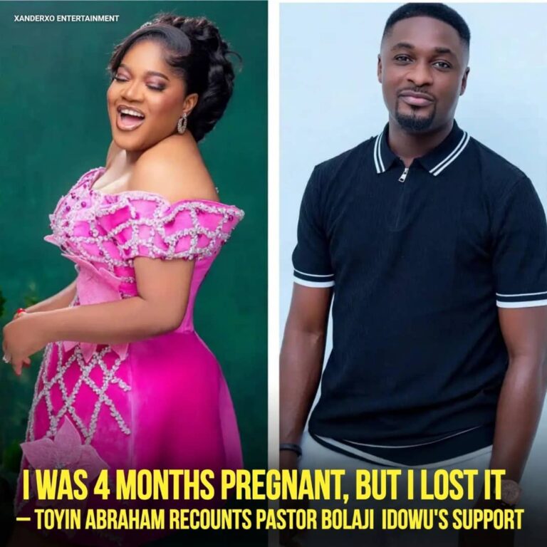 “I WAS 4 MONTHS PREGNANT, BUT I LOST IT” — TOYIN ABRAHAM RECOUNTS HOW PASTOR BOLAJI IDOWU HELPED HER