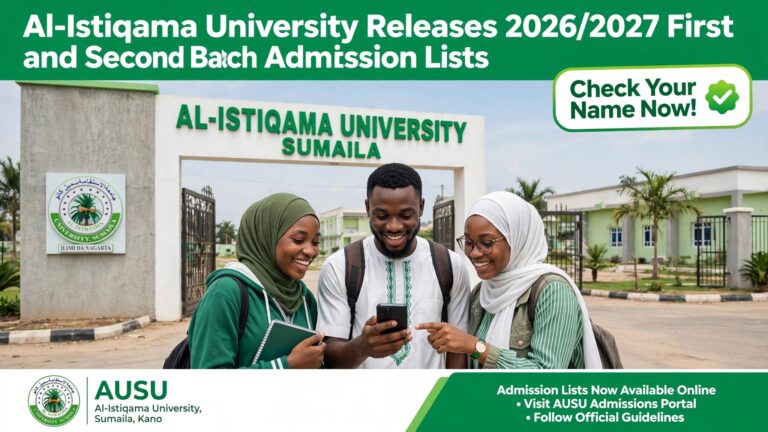 Al-Istiqama University Releases 2026/2027 First and Second Batch Admission Lists