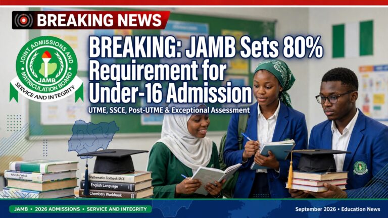BREAKING: JAMB Sets 80% Requirement for Under-16 Candidates Seeking 2026 Admission
