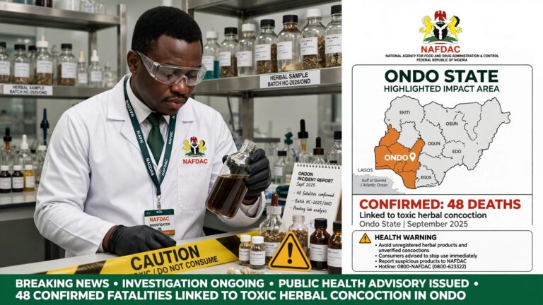 NAFDAC Confirms 48 Deaths Linked to Toxic Herbal Concoction in Ondo