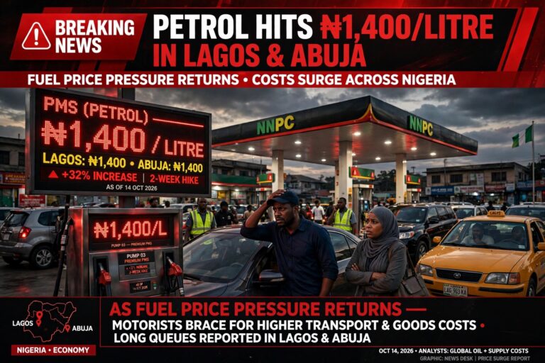 Petrol Hits About ₦1,400 in Lagos and Abuja as Fuel Price Pressure Returns