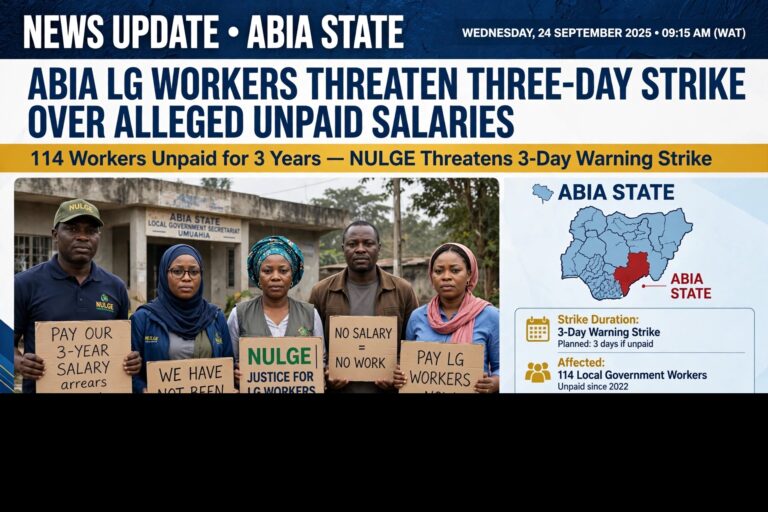 Abia LG Workers Threaten Three-Day Strike Over Alleged Unpaid Salaries