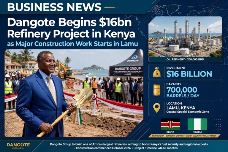 Dangote Begins $16bn Refinery Project in Kenya as Major Construction Work Starts