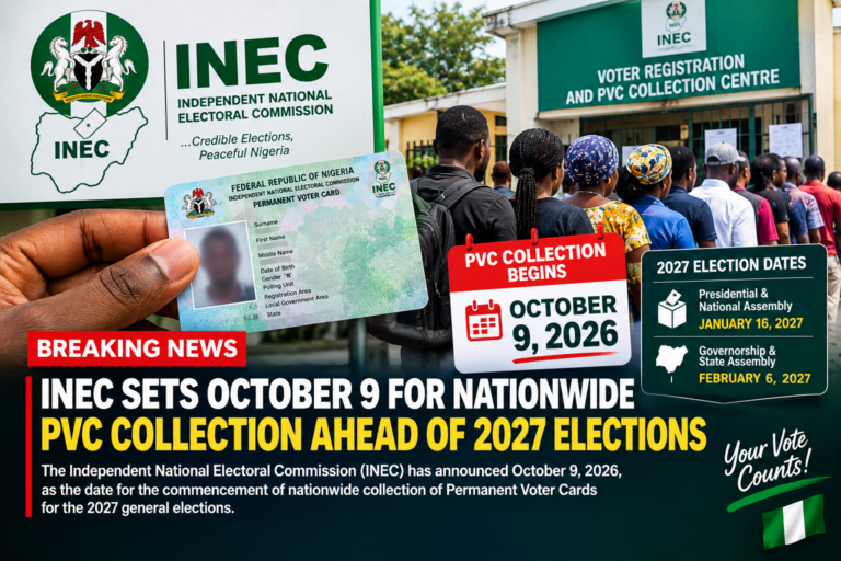 INEC Sets October 9 for Nationwide PVC Collection Ahead of 2027 Elections