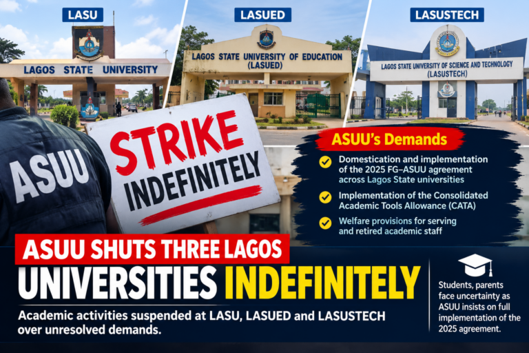 ASUU Shuts Three Lagos Universities Indefinitely Over Unresolved Demands