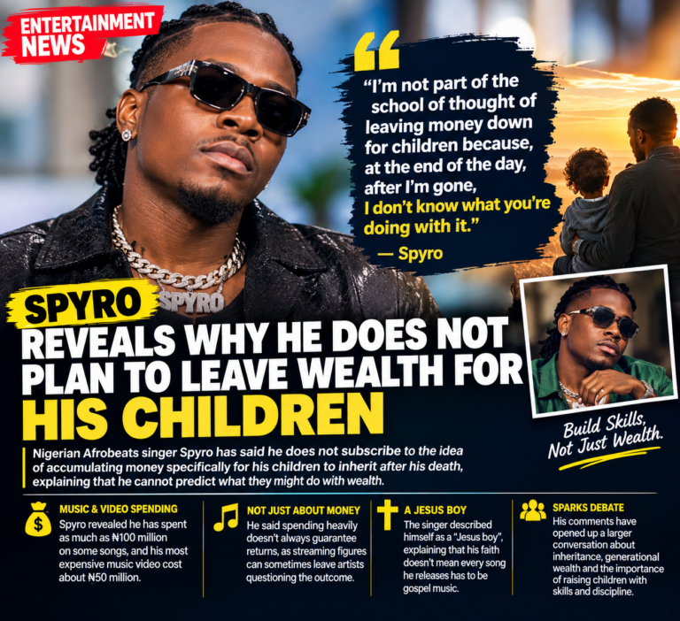 Spyro Reveals Why He Does Not Plan to Leave Wealth for His Children