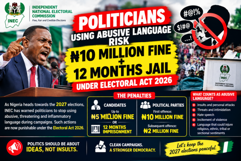 INEC Draws the Line: Politicians Face Fines and Jail Over Abusive Campaign Language Ahead of 2027