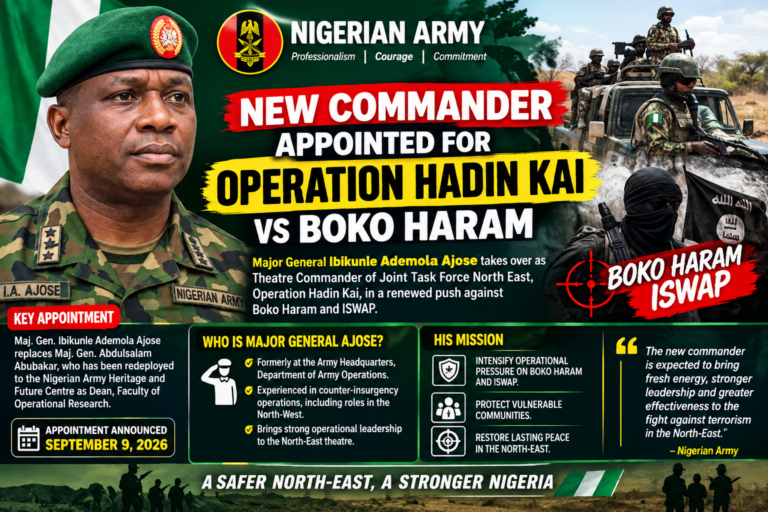 New Commander Takes Charge of Operation Hadin Kai in Fresh Push Against Boko Haram
