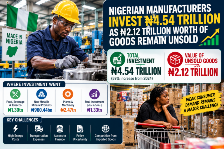 NIGERIAN MANUFACTURERS INVEST ₦4.54 TRILLION AS ₦2.12 TRILLION WORTH OF GOODS REMAIN UNSOLD