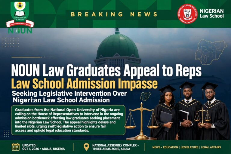 NOUN Law Graduates Seek House of Representatives’ Intervention Over Nigerian Law School Admission