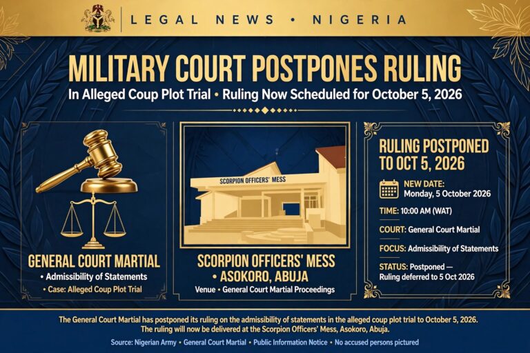 Military Court Postpones Ruling in Alleged Coup Plot Trial to October 5