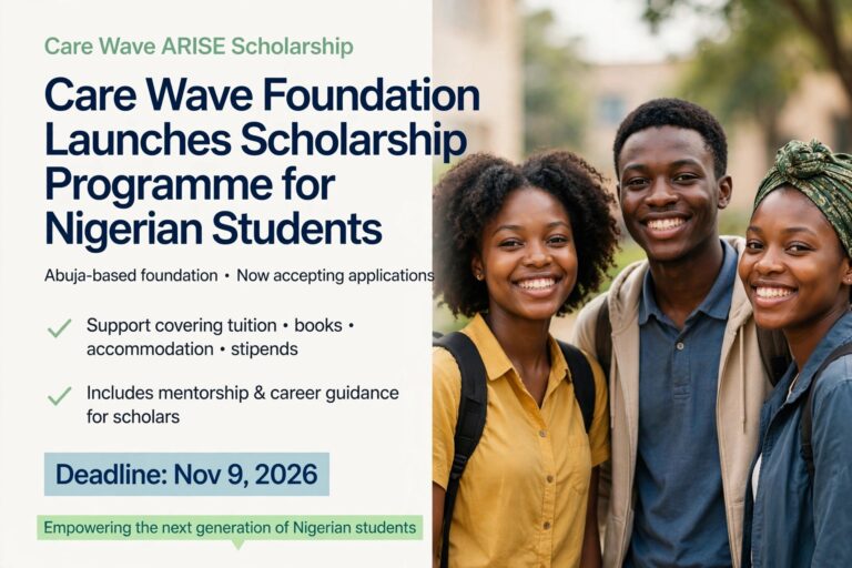 Care Wave Foundation Launches Scholarship Programme for Nigerian Students