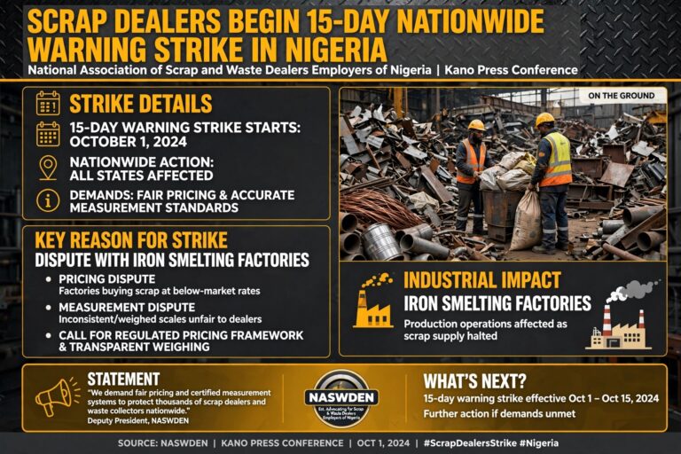 Scrap Dealers Begin 15-Day Nationwide Warning Strike