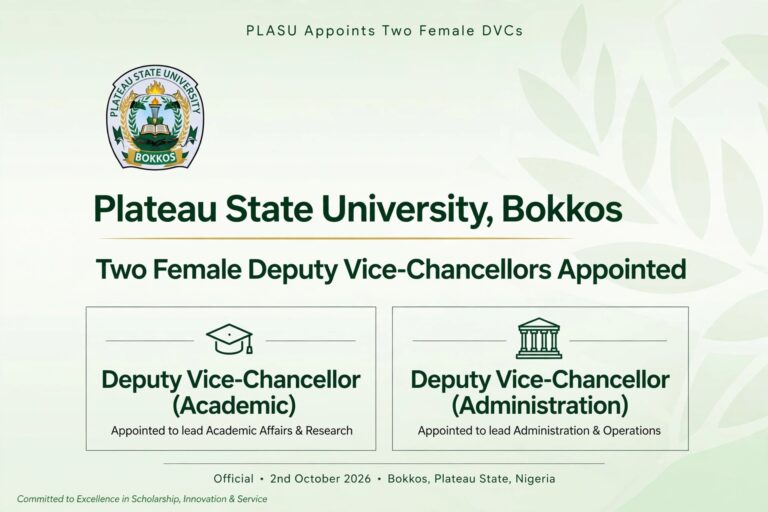 Plateau State University Appoints Two Female Deputy Vice-Chancellors